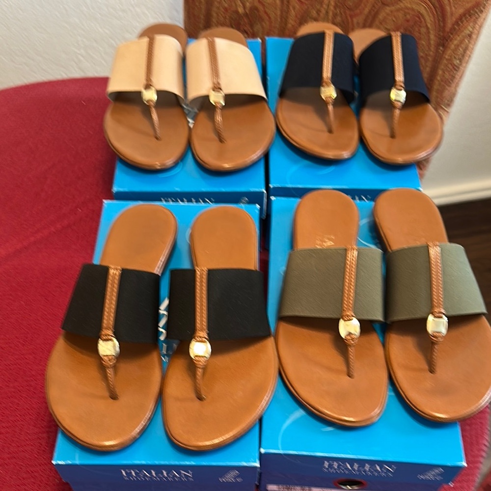 Italian Shoemakers Nude Sandals with Gold Detail